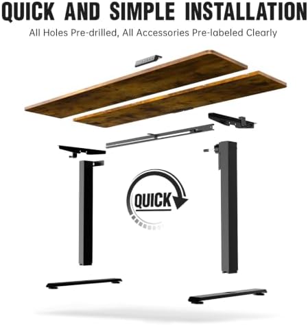 Veken 63×27.6 Inch Large Electric Standing Desk, Gaming Table, Brown