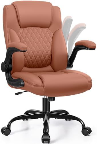 Leather Office Chair, PU Home Computer Desk Chairs with Ergonomic Back Support, 360°Swivel Free，Small Gaming Chair with Wheels and Adjustable Armrests, for Short People Use