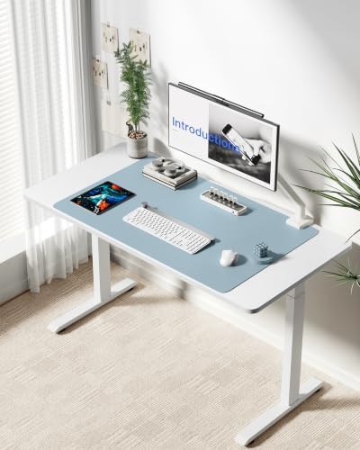 YSAGi Leather Desk Protector, Office Mat, Large Mouse Mat, Non-Slip PU Leather Blotter, Laptop Desk Mat, Waterproof Writing Pad for Office and Home(Ice Blue, 40" x 24")