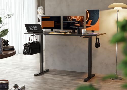 Claiks Electric Height Adjustable Standing Desk, 63x24 Inch, Black