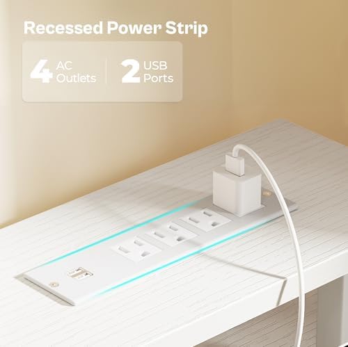 Huuger 55 inch Computer Desk with Power Outlets & 4 Drawers