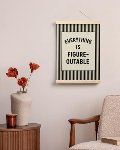 FGFK Everything Is Figureoutable Positive Affirmations Wall Art Poster Hanger Frame, Retro Black Inspirational Canvas Prints Framed Wall Decor for Office Classroom Home Bedroom, 12x16 Inch