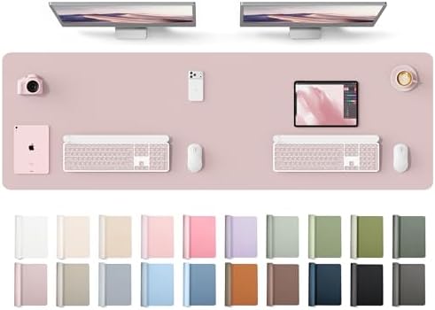 YSAGi Leather Desk Protector, Office Mat, Large Mouse Mat, Non-Slip PU Leather Blotter, Laptop Desk Mat, Waterproof Writing Pad for Office and Home(Grayish Lavender, 63" x 17.2")