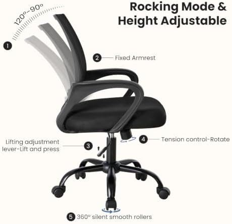 DUMOS Ergonomic Office Chair, Executive Desk Chair with Lumbar Support