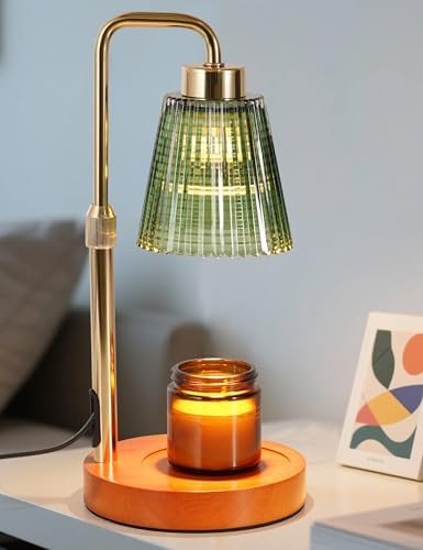 Green Candle Warmer Lamp with 24h Cycle Timer, Dimmable Wax Melt Warmer