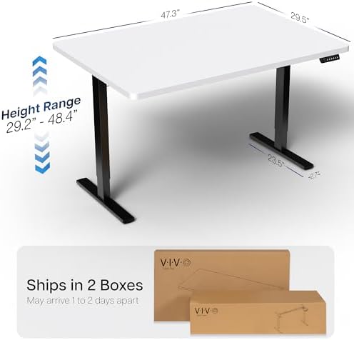 VIVO White 48 x 30 in Standing Desk, DESK-KIT-1B5W