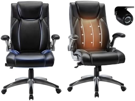 COLAMY Ergonomic Home Office Chair-Adjustable Lumbar Support for Extra Comfort, High Back Design with Padded Flip-up Arms for Adult Working, Study, Gaming (Black), 250lbs