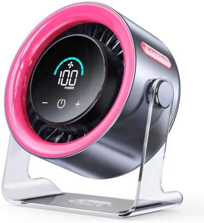 Small Desk Fan, 100-Speed Quiet Rechargeable for Office & Bedroom