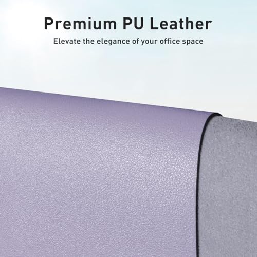 Aothia Faux Leather Desk Mat - Non-Slip PU Leather Desk Blotter, Waterproof Writing Surface, Large Desk Pad for Office & Home (Lavender, 55" x 17")