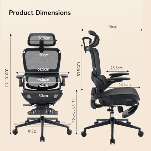 SIHOO B100 PRO Ergonomic Mesh Office Chair with Footrest, Ink Black