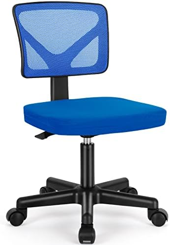 Sweetcrispy Small Armless Desk Chair, Mesh Rolling Office Chairs