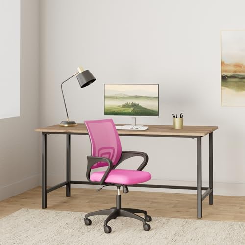 BestOffice | Ergonomic Office Chair | Mid-Back Swivel Desk Chair | Breathable Backrest & Lumbar Support | Adjustable Height | Sponge Seat | Rolling Wheels | Pink | for Adults & Women | Pack of 2