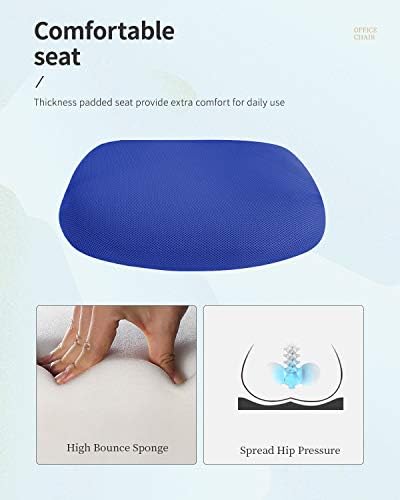 FDW | Mid Back Office Chair | Blue | with Lumbar Support, 360 Swivel