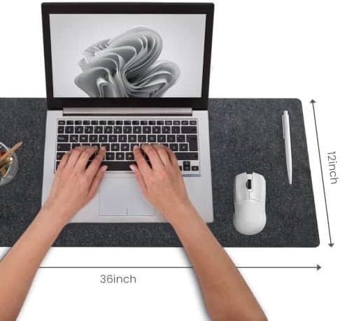 DAWNTREES Felt Desk Mat, Computer Mat for Desk, Dark Gray (36x12Inches)