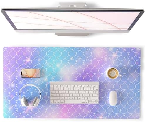 QiyI PU Leather Large Mouse Pad, 31.5" x 15.7", Gradient Fish Scales