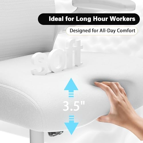 Ergonomic Home Office Chair, 4-Way Lumbar, Thick Cushion, 330LBS