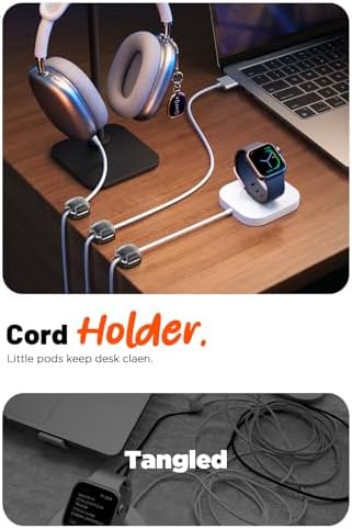 Cable Clips,8 Pack Cord Holder Cord Organizer [1s Lock & Strongest Adhesive] Spring Cord Clips Phone Charger Wire Desk Cable Management Nightstand Home Office School Decor Women Cute Desk Black