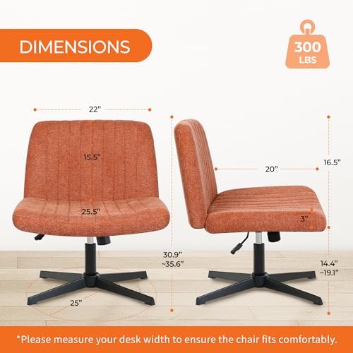 NEO CHAIR Criss Cross Chair with No Wheels, Cozy Wide Armless Seat, Brown