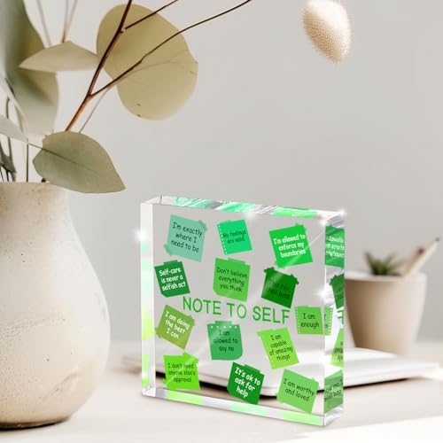 Motivational Office Decor - 4x4 inch Acrylic Sign, Green Desktop Decoration, Printed with Motivational Quotes, Perfect Wellness Gift for Positive Workspace, Gift for Women