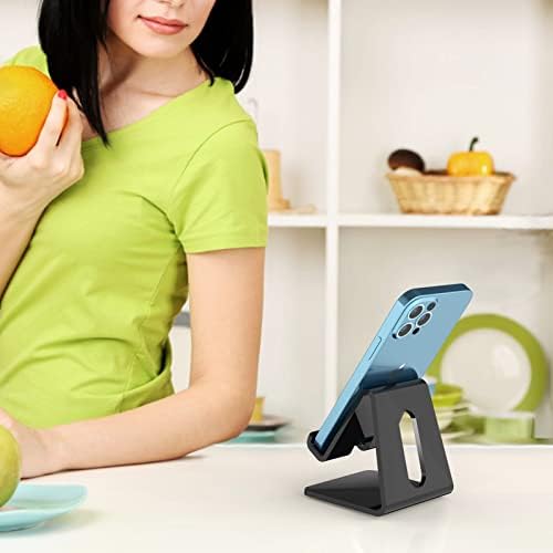 Crpich Acrylic Phone Stand, Ergonomic Design for Apple iPhone and Samsung Galaxy, Compatible with 4-8 Inch Screens, Black