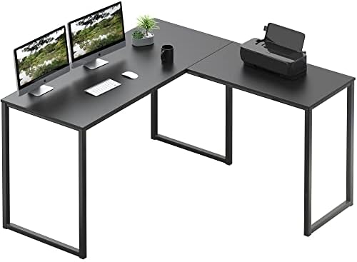SHW Mission 48 x 48 L-Shape Home Office Computer Desk, Black