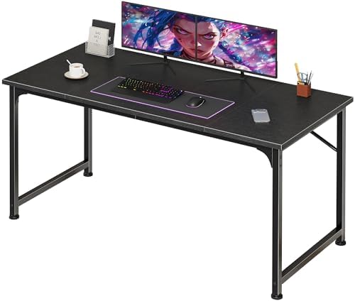 PRAISUN 47 Inch Computer Desk, Office Desk, Spacious Desktop, Black