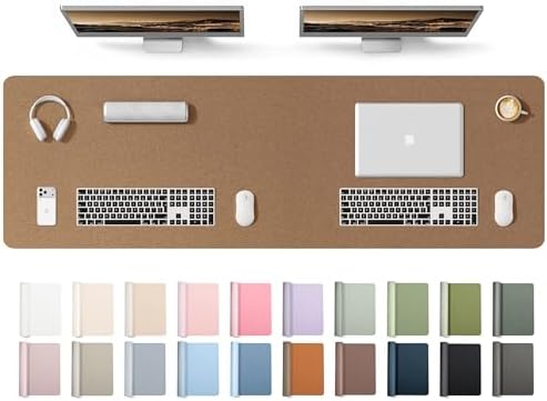 YSAGi Leather Desk Protector, Office Mat, Large Mouse Mat, Non-Slip PU Leather Blotter, Laptop Desk Mat, Waterproof Writing Pad for Office and Home(Shiny Bronze, 63" x 17.2")