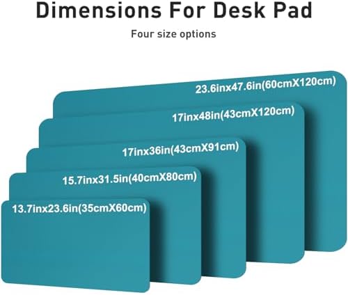 Aothia Faux Leather Desk Mat – Large Mouse Pad, Non-Slip PU Leather Blotter, Waterproof Writing Surface for Office and Home (Turquoise, 47.2" x 23.6")