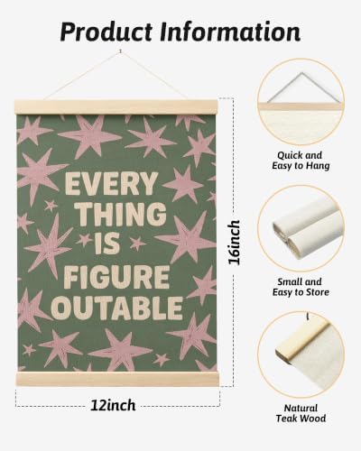 FGFK Everything Is Figureoutable Inspirational Wall Art Poster Hanger Frame