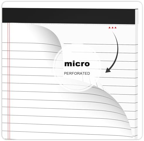 AILZFEI 6pcs Small Note Pad 5x8 College Ruled Legal Pads Paper Notepads 6 Pack Study Back Writing Pads 5 x 8 Legal Pads Perforated Narrow Ruled Pads of Paper White