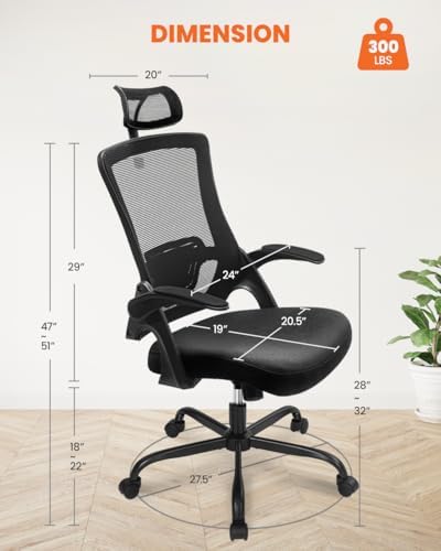 NEO CHAIR Office Chair with Adjustable Ergonomic Lumbar Headrest, Black