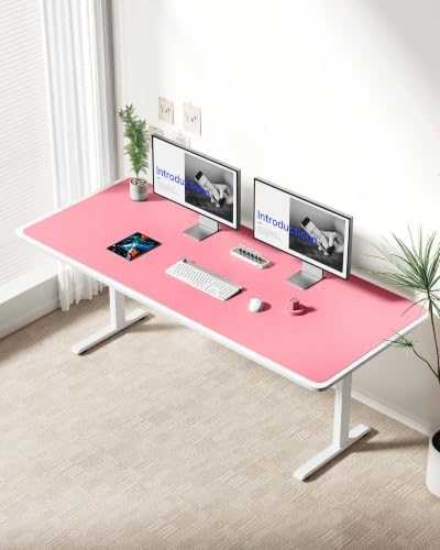 YSAGi Leather Desk Protector, Office Mat, Large Mouse Mat, Non-Slip PU Leather Blotter, Laptop Desk Mat, Waterproof Writing Pad for Office and Home(Pink, 63" x 24")