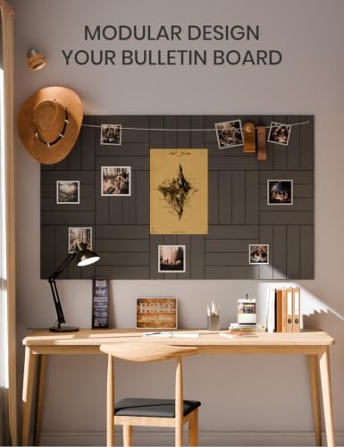 Fluxynara 36" x 24" Large Felt Bulletin Board, Charcoal Gray