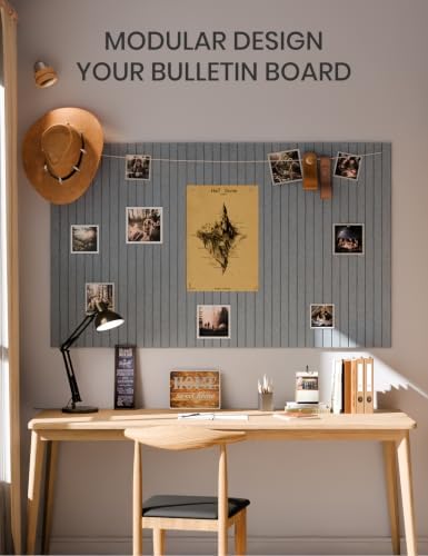 Fluxynara 36" x 24" Large Felt Bulletin Board, Blue Gray