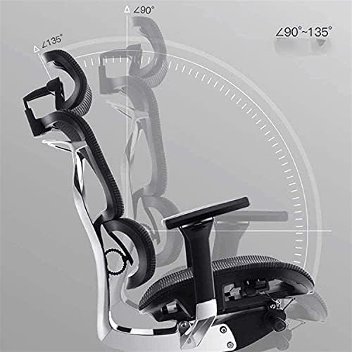 Office Ergonomic Reclining Swivel Chair with Lumbar Support, Modern Black Aluminum Chair for Office, Home, Game, Lounge
