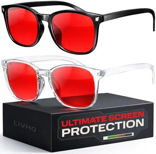 livho High Tech Blue Light Blocking Gaming Glasses - Red Lenses