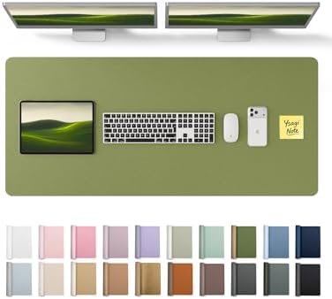 YSAGi Leather Desk Pad Protector, Office Desk Mat, Large Mouse Pad, Non-Slip PU Leather Desk Blotter, Laptop Desk Pad, Waterproof Desk Writing Pad for Office and Home (Green, 47" x 17")