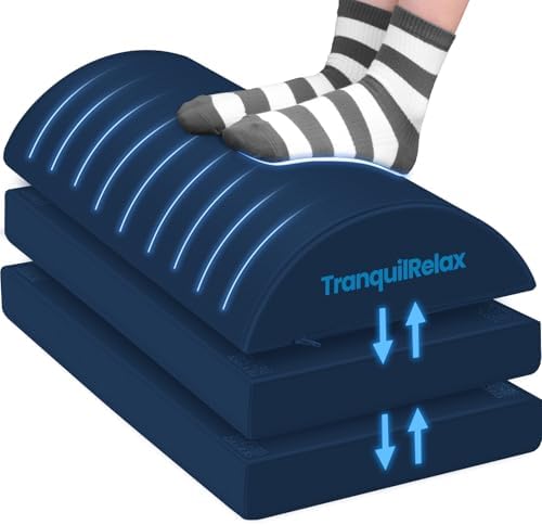 TranquilRelax Foot Rest Under Desk, 3-Height Adjustable Foot Stool, Blue