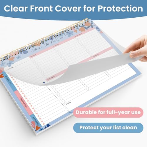 Weekly To Do List Notepad with 52 Undated Sheets（8.5"×11"）- Undated Weekly Planner Notepad for Office Desk Accessories and Supplies - Frosted Coral