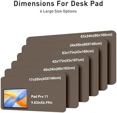 Aothia Faux Leather Desk Mat - Large Mouse Pad, Non-Slip PU Leather Blotter, Waterproof Writing Surface for Office and Home (Coffee, 42" x 17")
