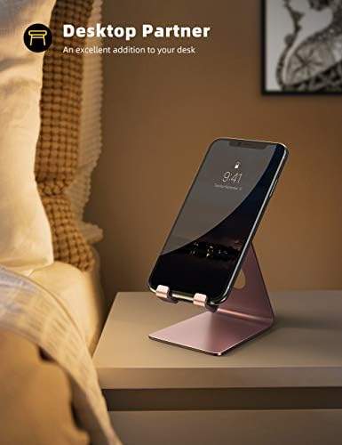 Lamicall Pink Phone Stand, Desk Accessories - Rose Gold Pink Cell Phone Holder, Office Decor, Office Desk Accessories, Suitable for iPhone 16 15 14 13 Pro Max, 4-8'' Phone