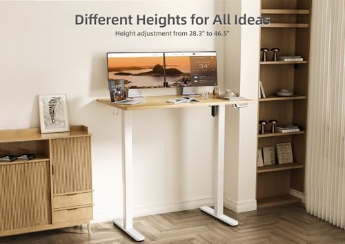 Claiks Electric Height Adjustable Standing Desk, 40x24 Inch, Bamboo