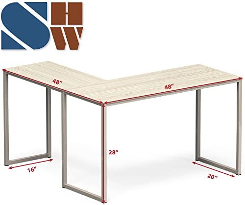 SHW Mission 48 x 48 L-Shape Home Office Computer Desk, Maple