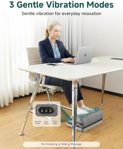 Snailax Heated Foot Rest Under Desk, Adjustable Height Foot Stool with Heat