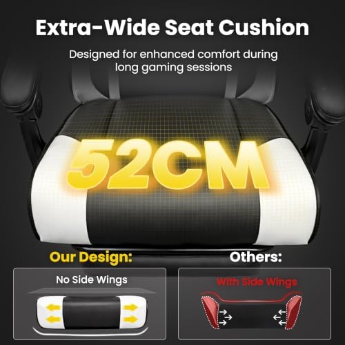 Gaming Chair Gamer Game Ergonomic with Footstool Lumbar Support Deep Black