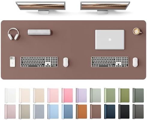 YSAGi Leather Desk Protector, Office Mat, Large Mouse Mat, Non-Slip PU Leather Blotter, Laptop Desk Mat, Waterproof Writing Pad for Office and Home(Chocolate, 63" x 24")