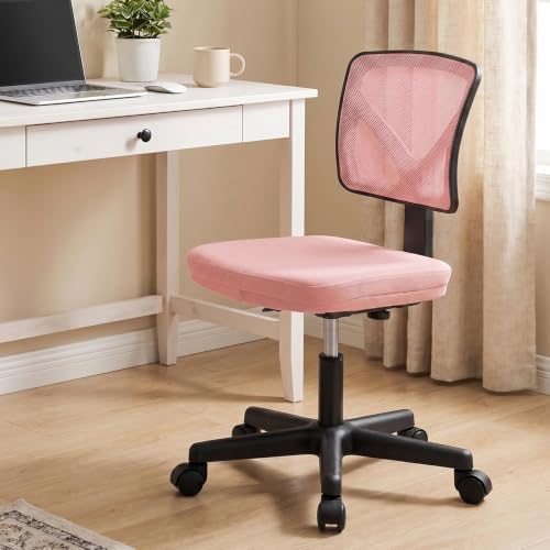 Sweetcrispy Small Armless Desk Chair, Mesh Rolling Office Chairs