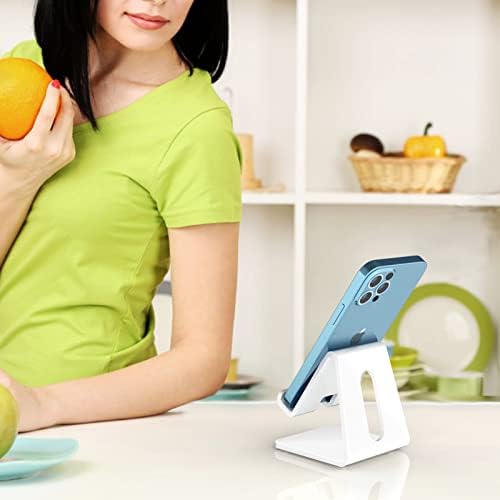 Crpich Acrylic Cell Phone Stand, Portable Phone Holder, White Phone Stand for Desk, Compatible with Phone16 15 14 13 12 Pro Max Mini 11 Plus, Switch, Android Smartphone, Pad, Tablet, Desk Accessories