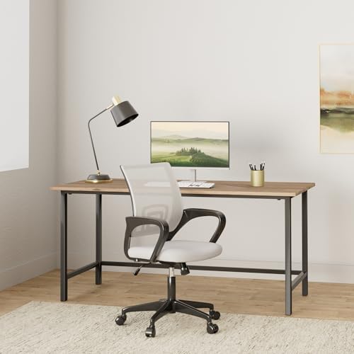 BestOffice | Ergonomic Office Chair | Mid-Back Swivel Desk Chair | Breathable Backrest & Lumbar Support | Adjustable Height | Sponge Seat | Rolling Wheels | Grey | for Adults & Women | Pack of 2