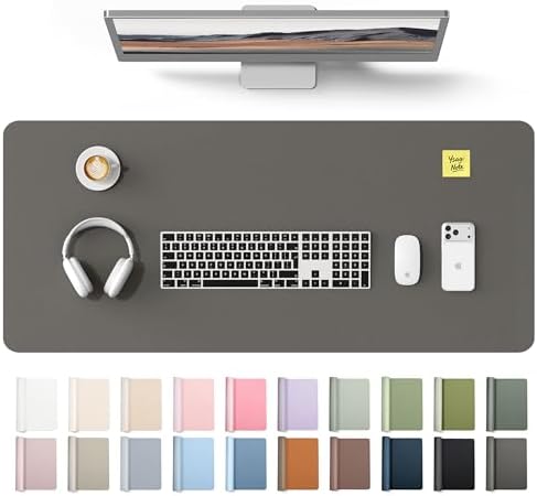 YSAGi Leather Desk Protector, Office Mat, Large Mouse Mat, Non-Slip PU Leather Blotter, Laptop Desk Mat, Waterproof Writing Pad for Office and Home(Dark Grey, 42" x 17.2")